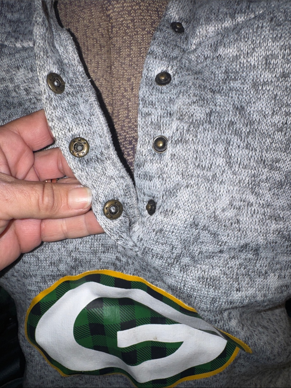 Green Bay Packers Women's 2XL Plaid Sleeve 1/4 Snap Hoodie - Picture 3 of 8